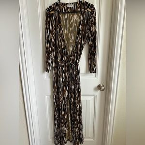 Calvin Klein cheetah print maxi wrap dress